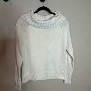 Eddie Bauer Cream Chunky Knit Cowl Neck Sweater Small